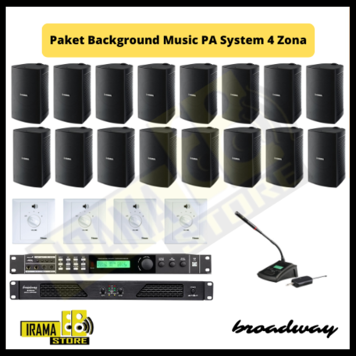 Paket Background Music  PA System 4 Zona 16 Speaker